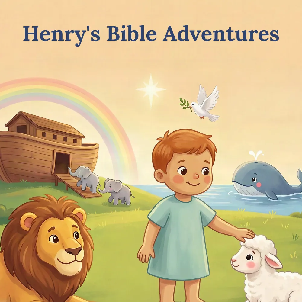 The Bible Adventures keepsake book cover, illustrated in a painted storybook style