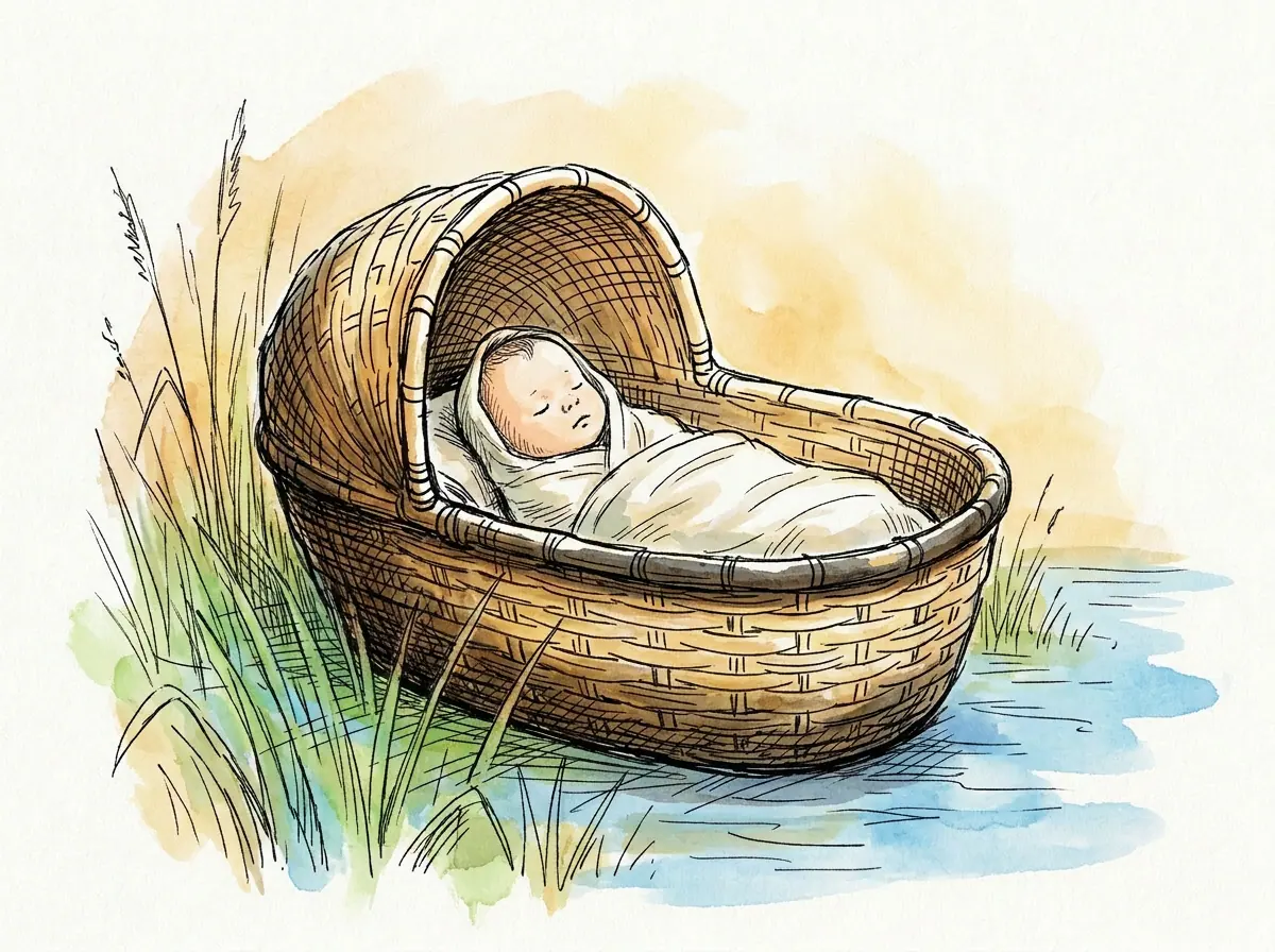 Baby Moses — Bible story illustration for kids