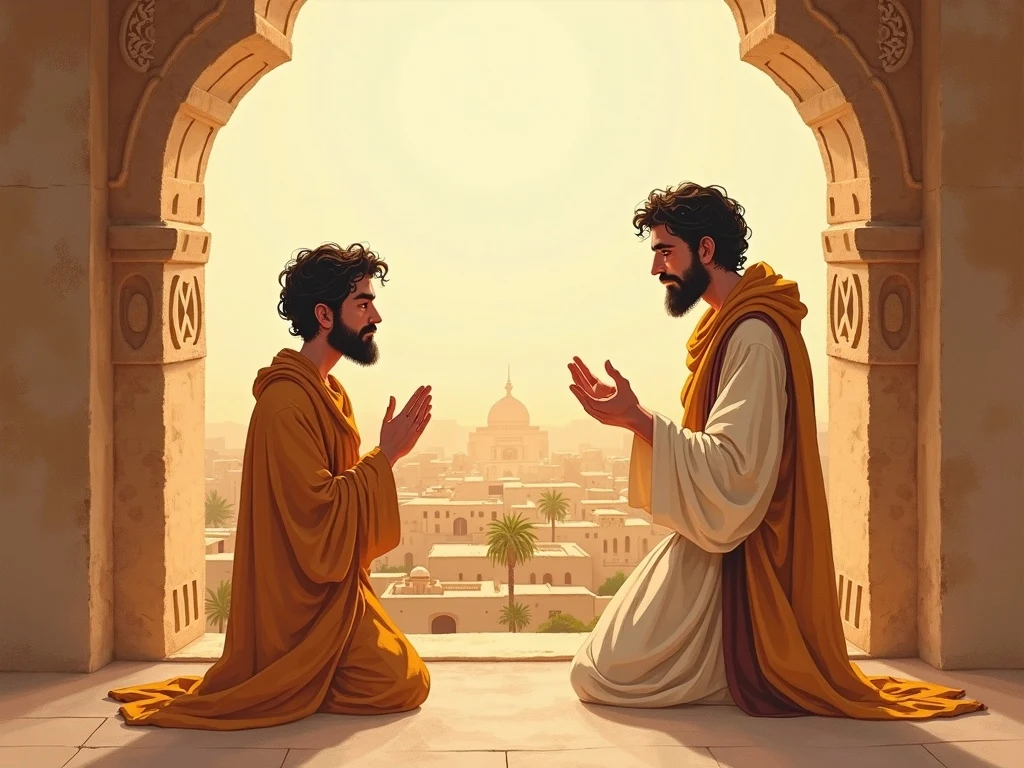 Daniel praying faithfully at his window