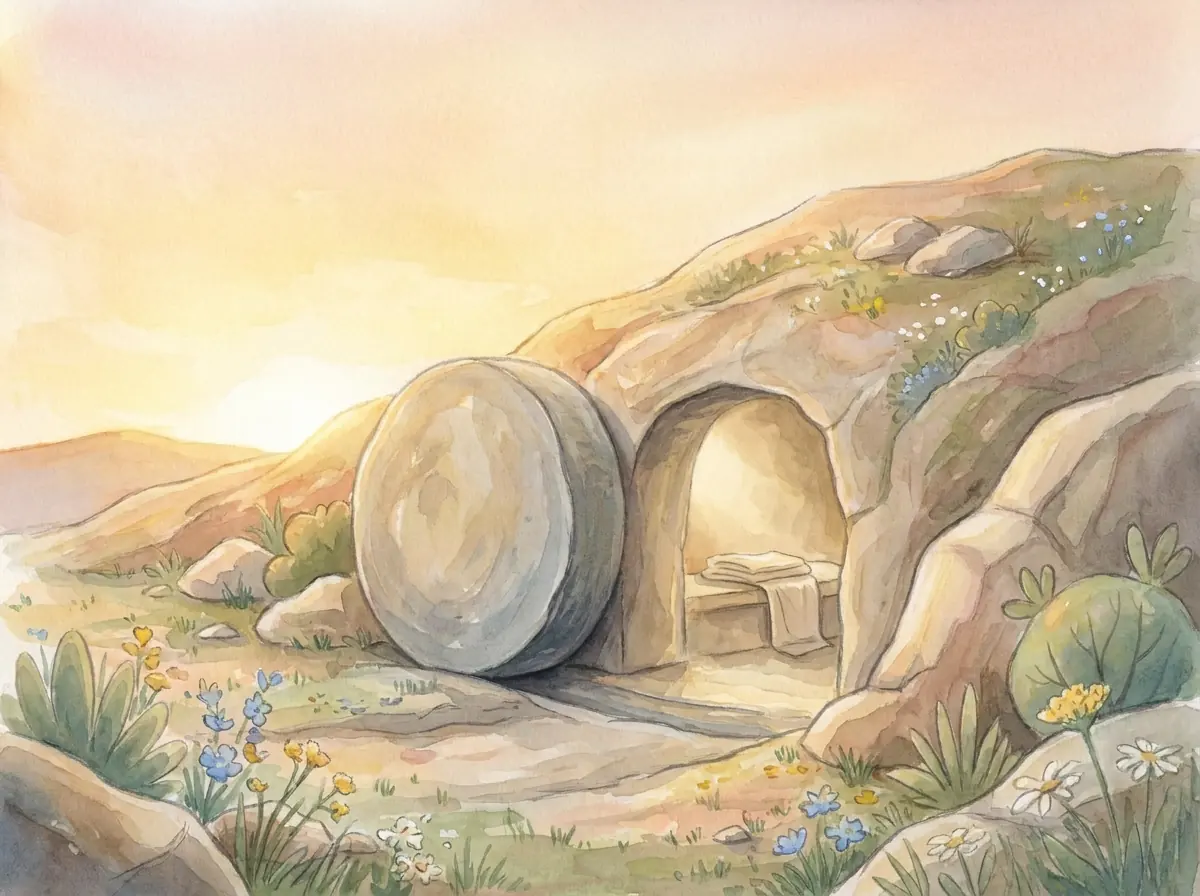 The Easter Story: Bible story illustration for kids