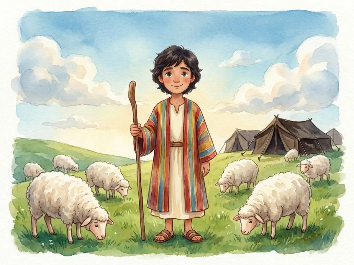 Joseph and His Brothers: Bible story illustration for kids