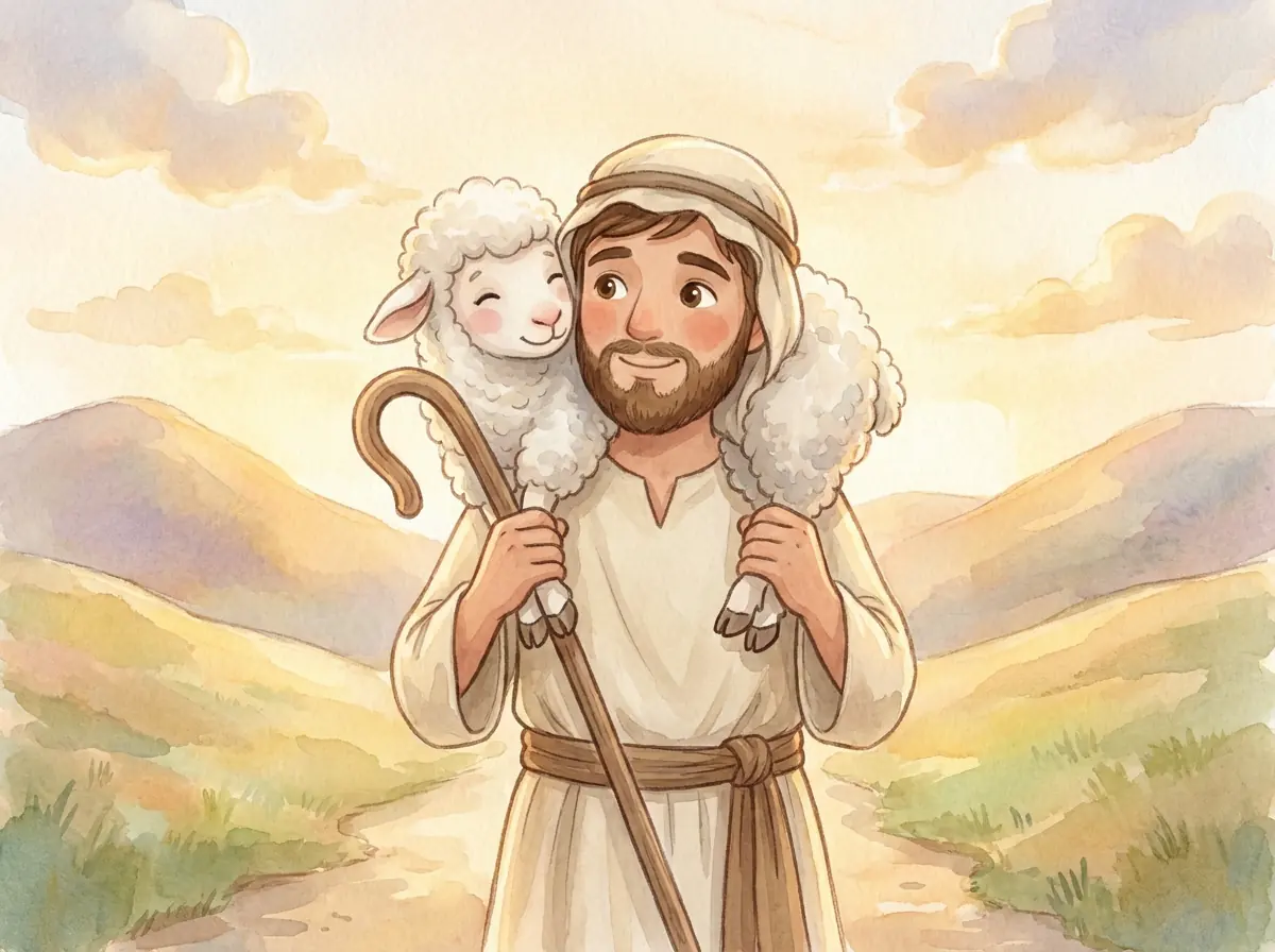 The Lost Sheep: Bible story illustration for kids