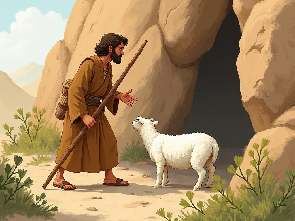 The shepherd finding the lost sheep at last