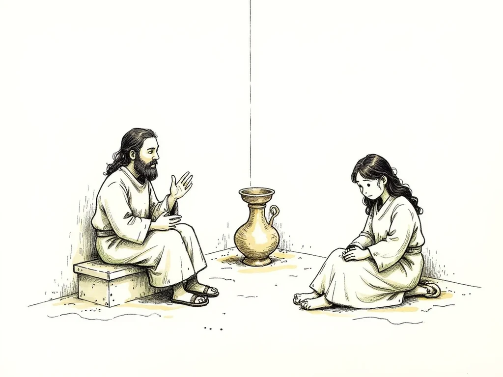 Mary sitting quietly at the feet of Jesus