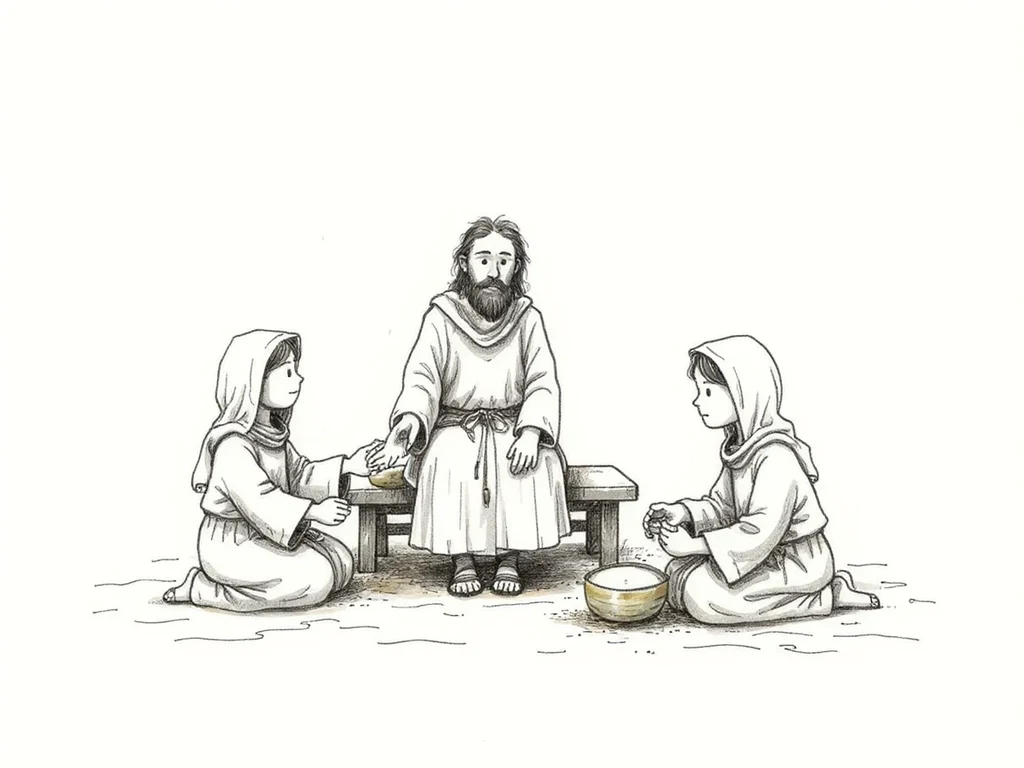 Jesus speaking gently to Martha