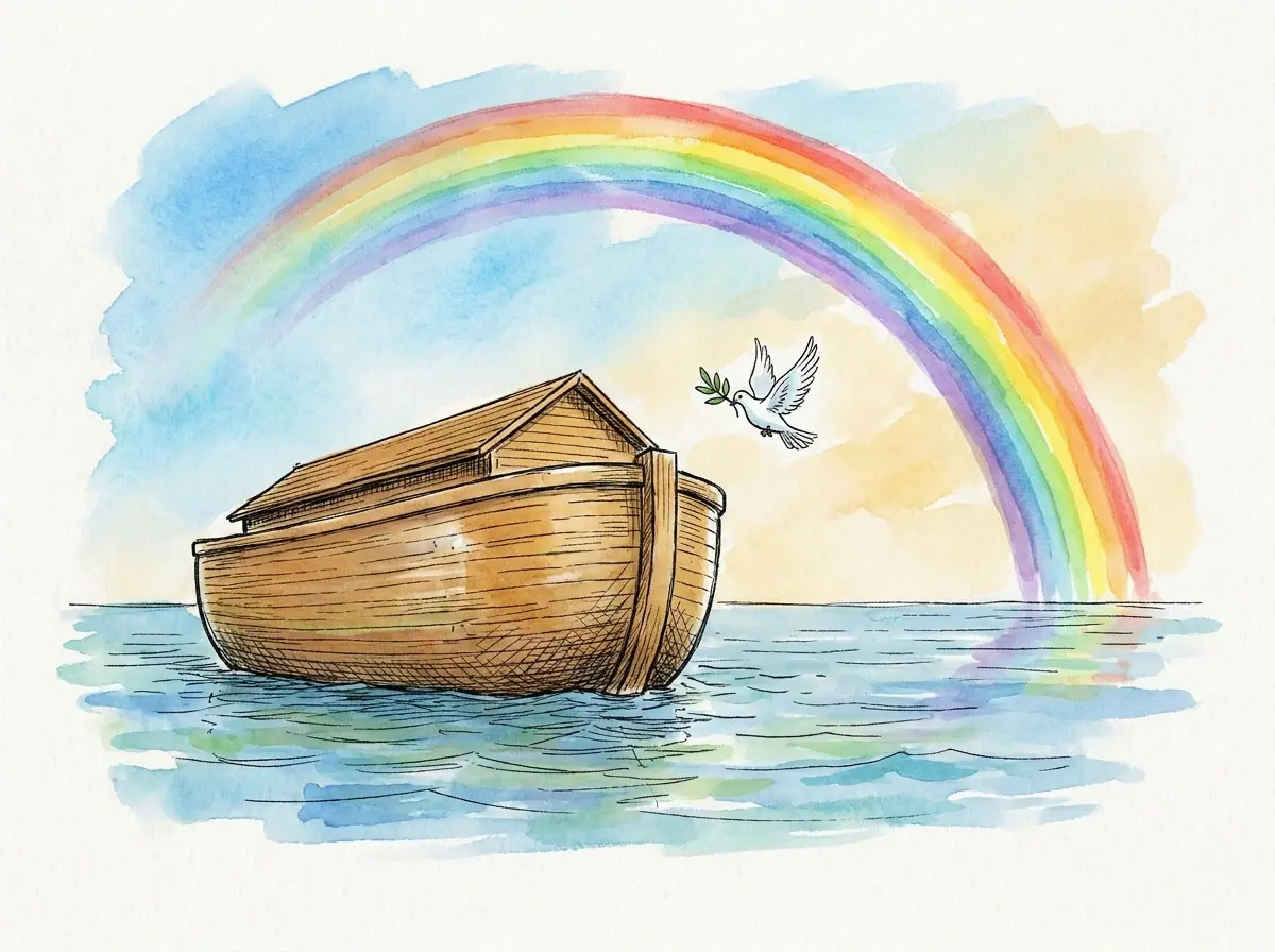 Noah's Ark — Bible story illustration for kids
