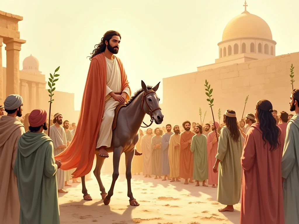 Jesus pausing to see Jerusalem ahead
