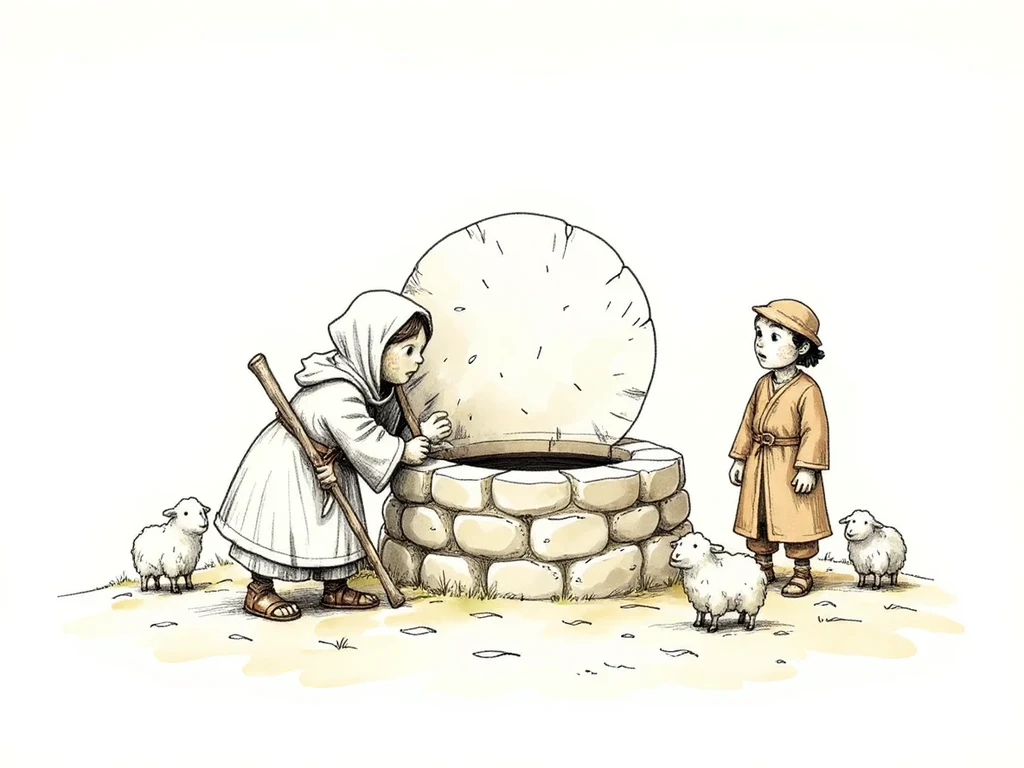 Jacob and Rachel meeting at the well