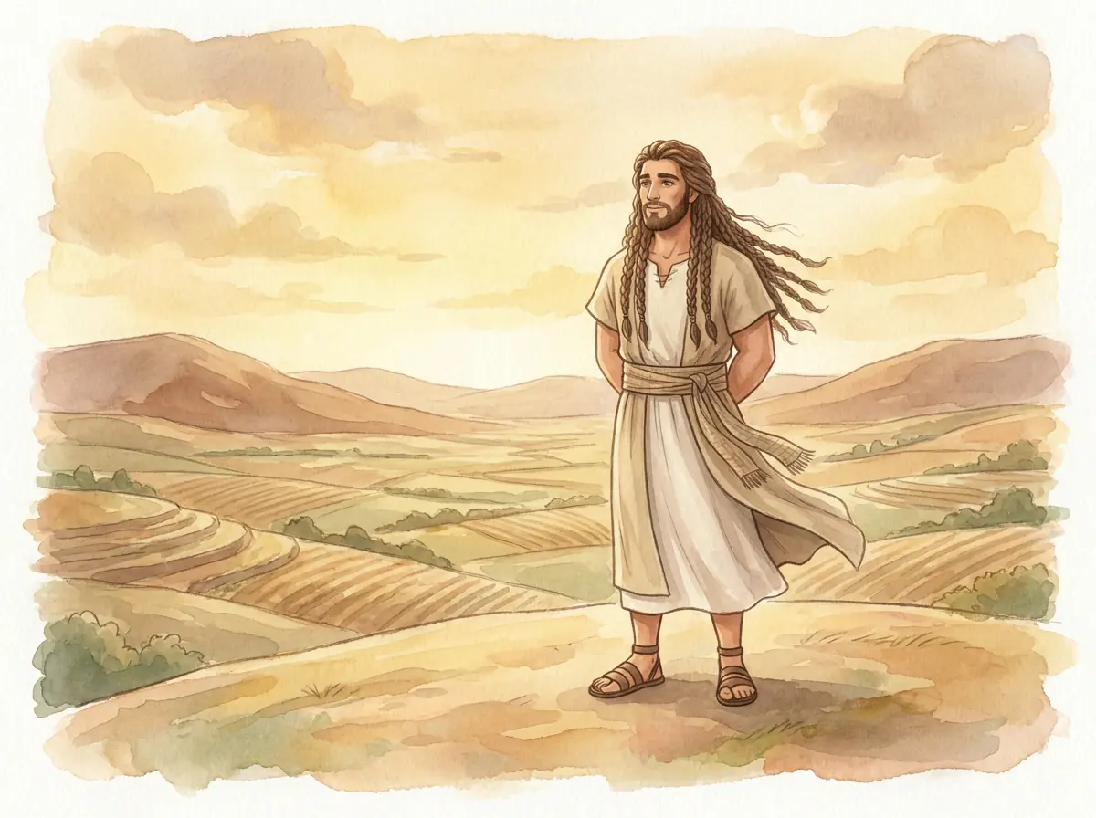 Samson and Delilah: Bible story illustration for kids