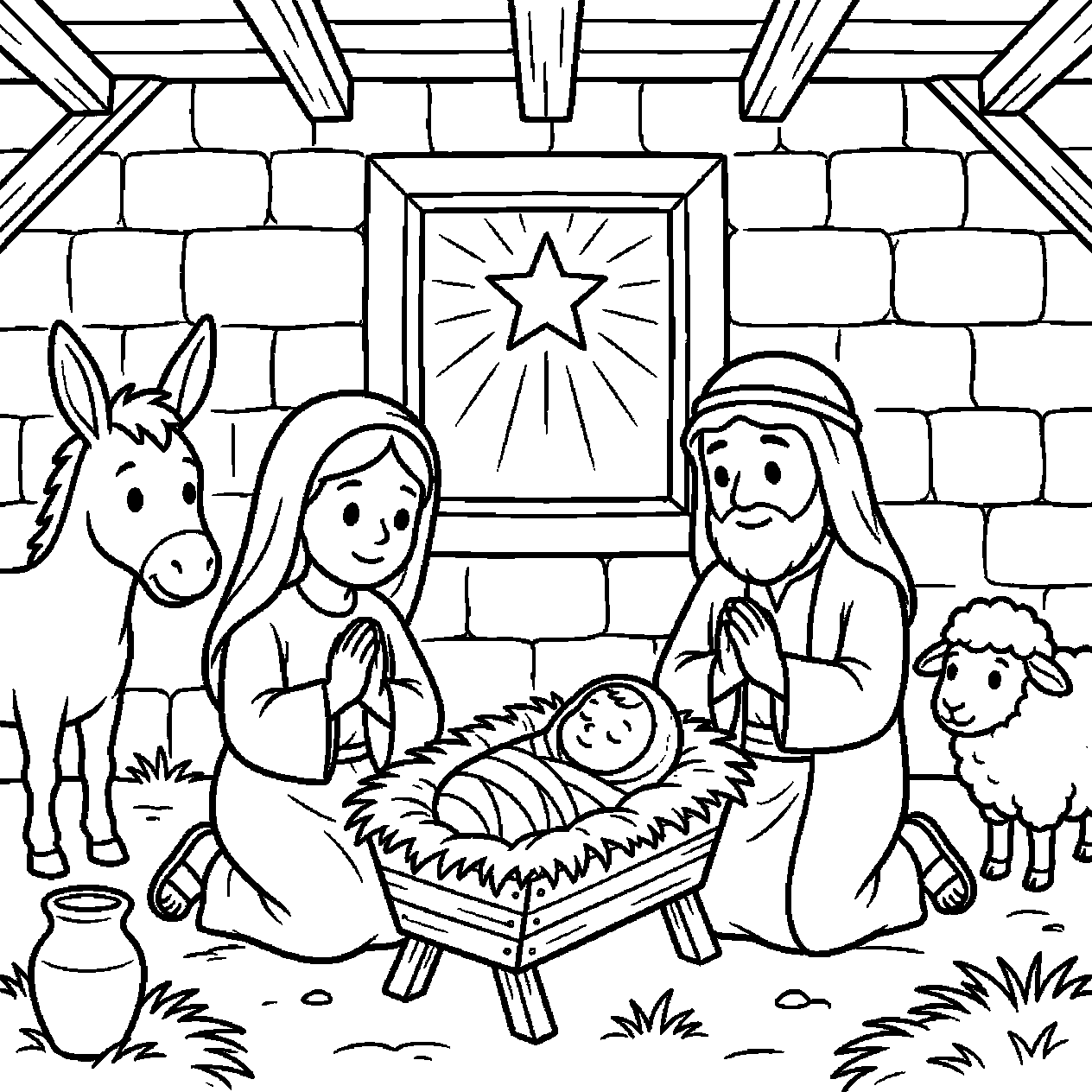 Birth of Jesus coloring page