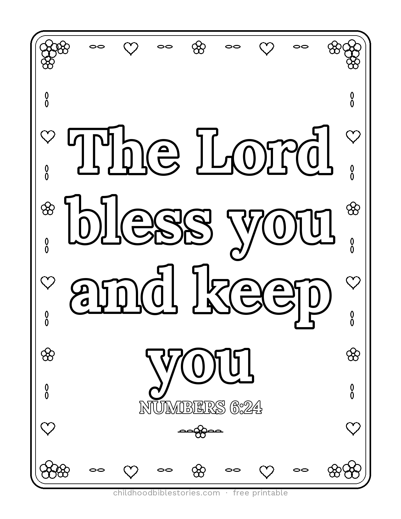 The LORD Bless You and Keep You Bible verse coloring page preview (Numbers 6:24)