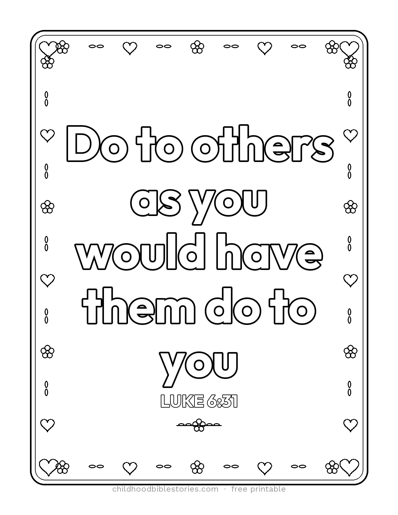 Do to Others Bible verse coloring page preview (Luke 6:31)