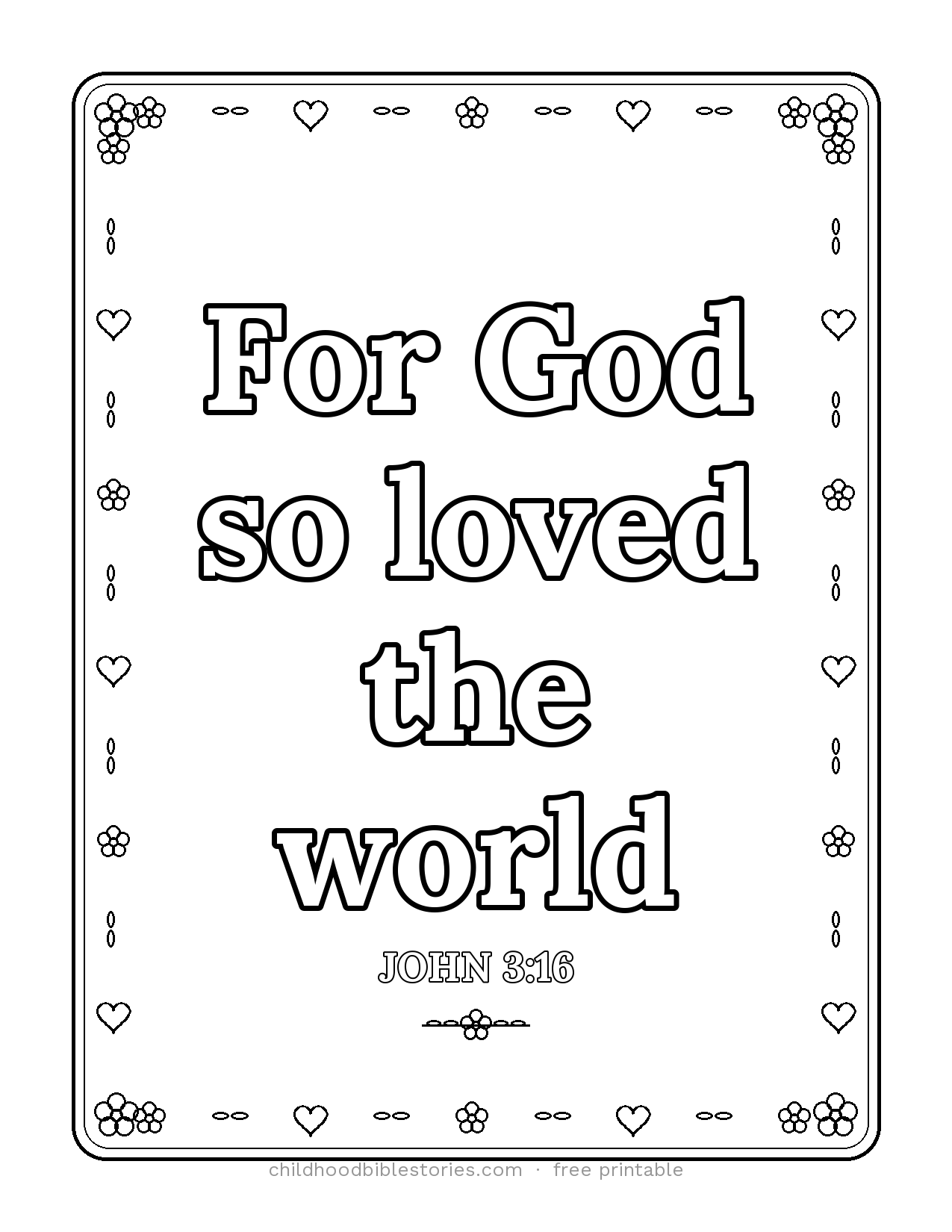 For God So Loved the World Bible verse coloring page preview (John 3:16)