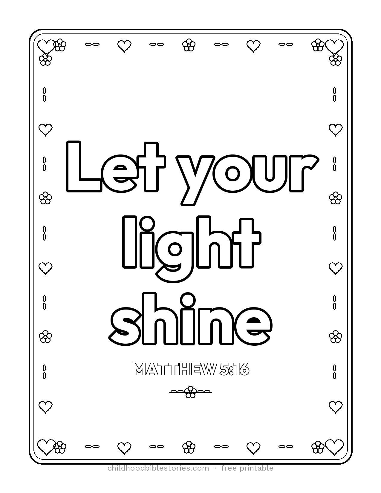 Let Your Light Shine Bible verse coloring page preview (Matthew 5:16)