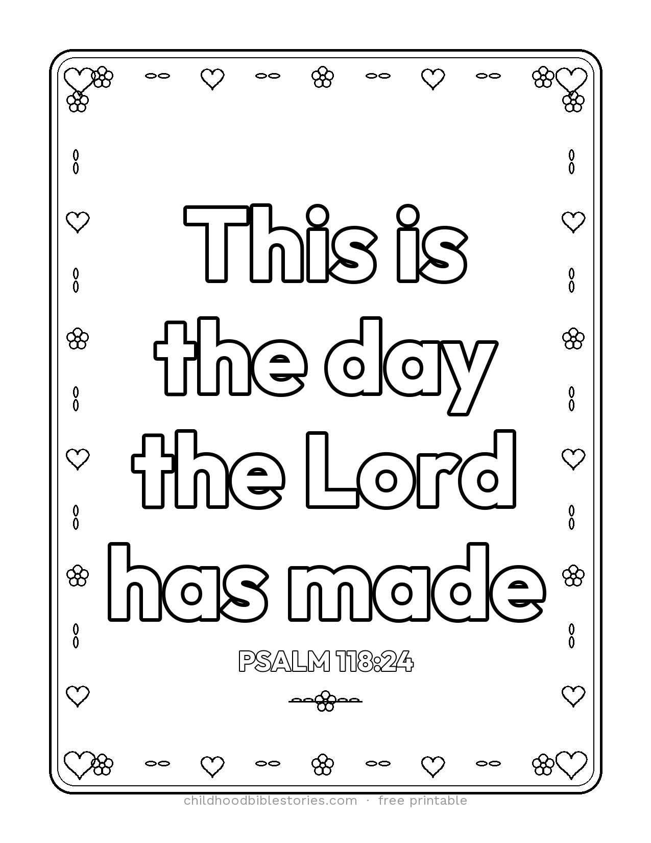 This Is the Day the LORD Has Made Bible verse coloring page preview (Psalm 118:24)